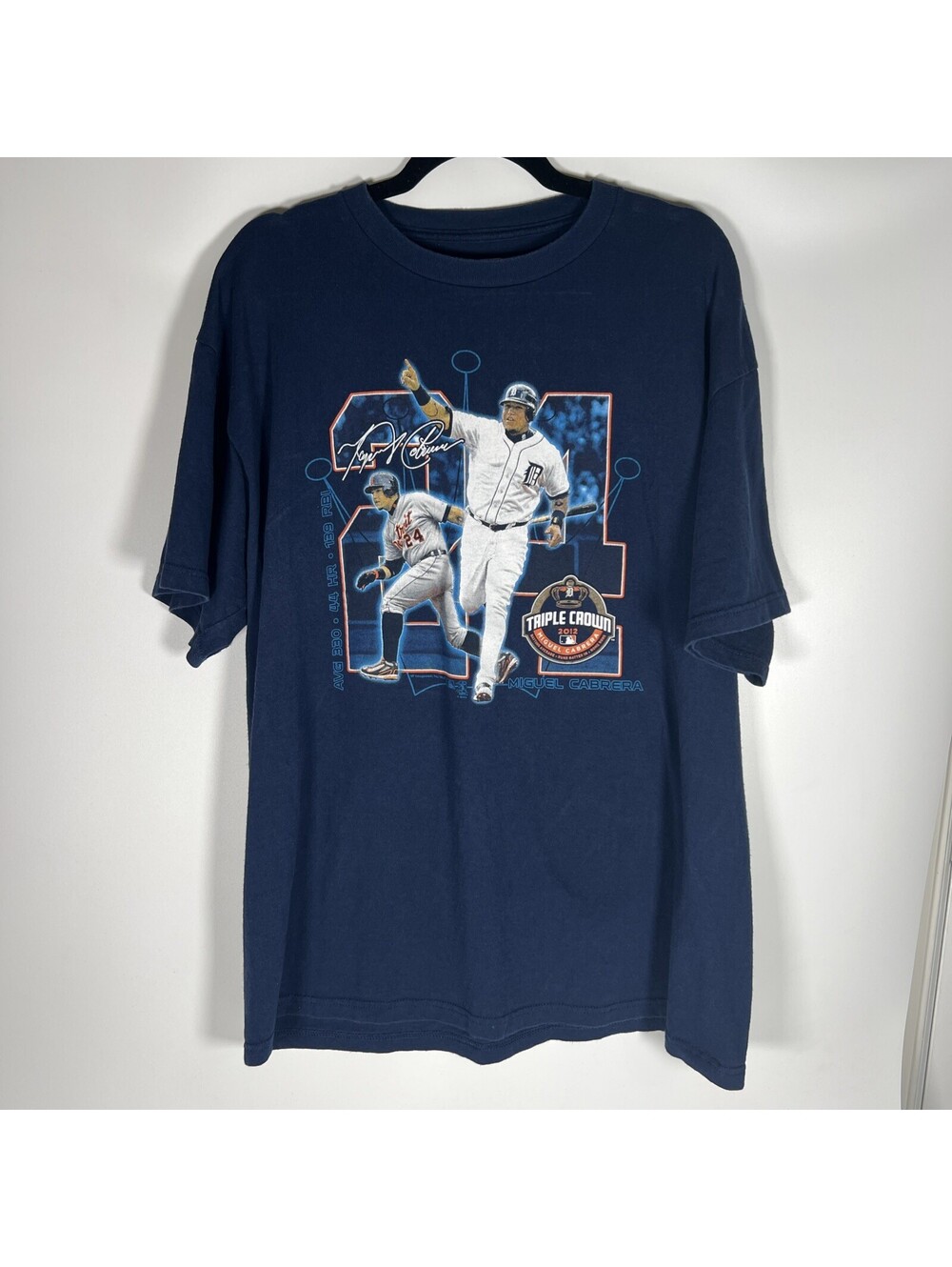 MLB  Detroit Tigers Miguel Cabrera Triple Crown 2012 T-Shirt-Men's XL